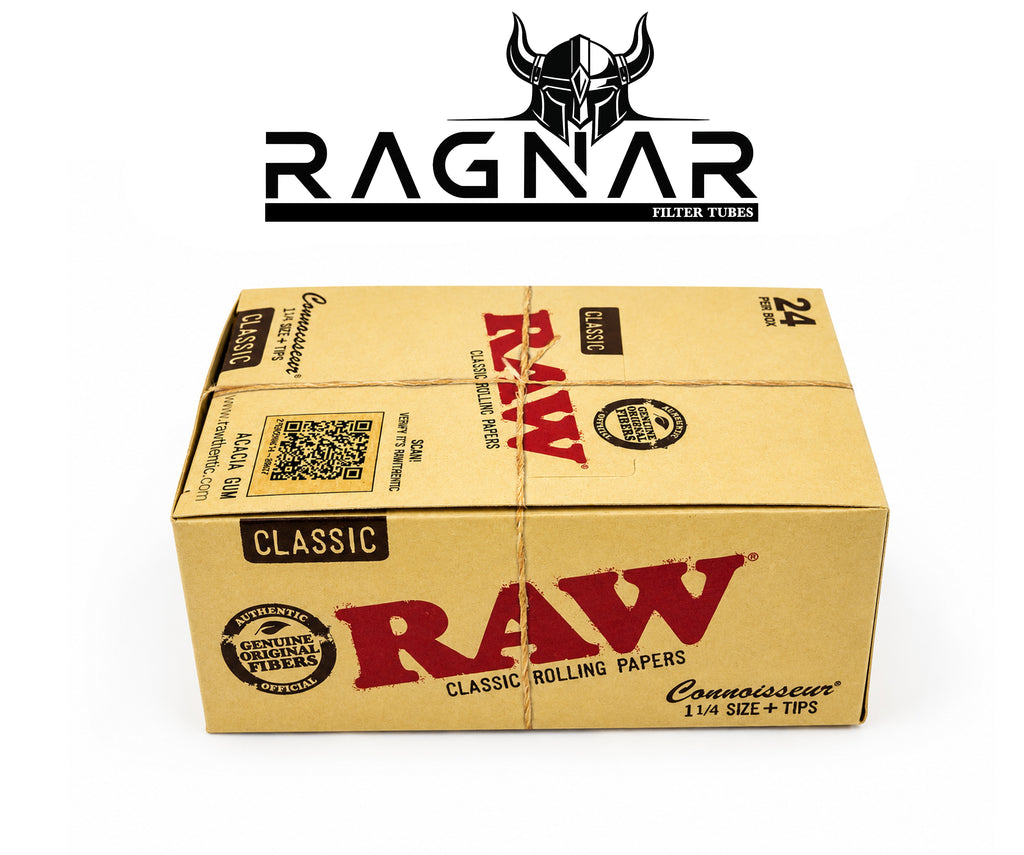 RAW Classic Rolling Paper 1 1/4 With Tips Per Booklet