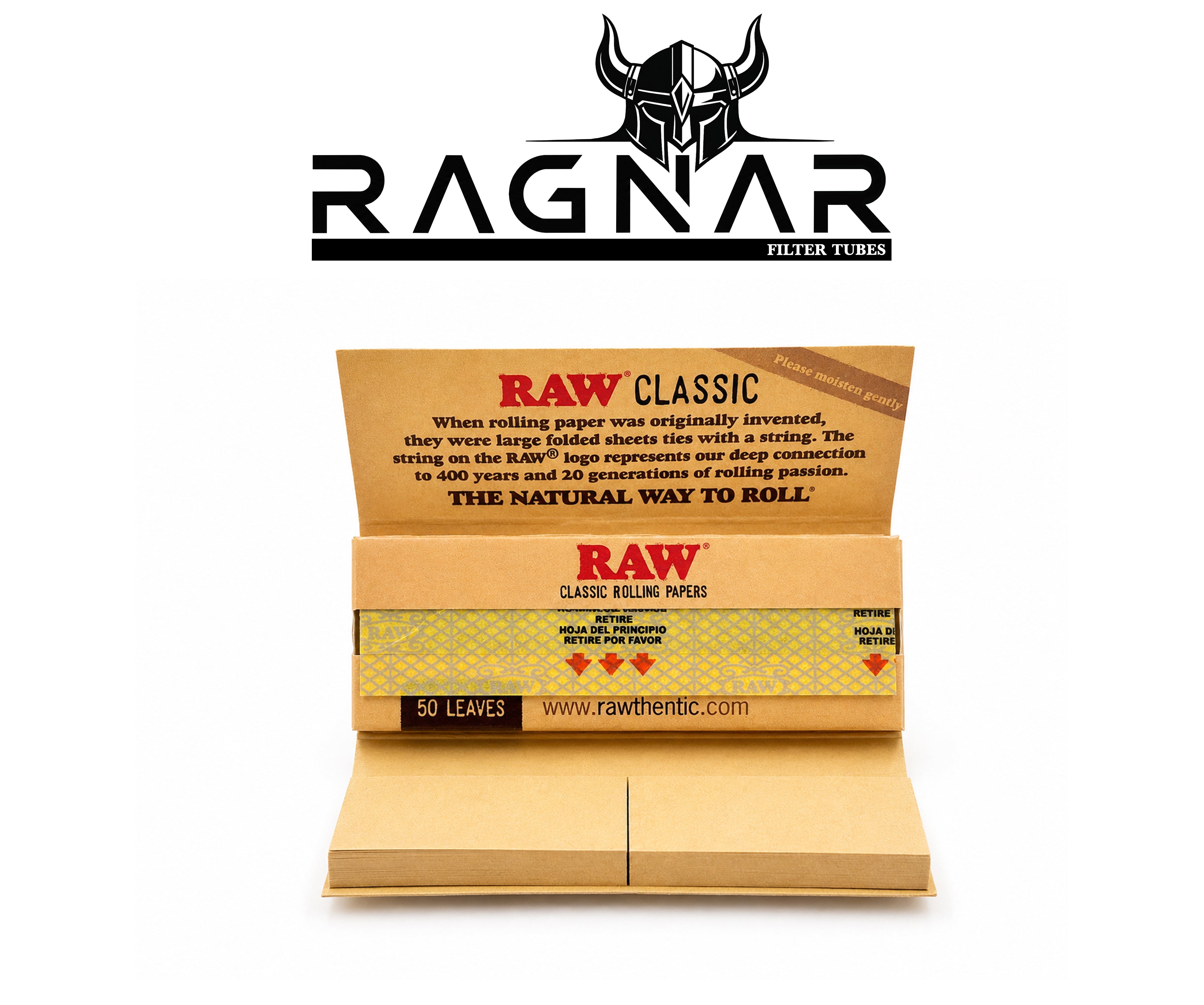 RAW Classic Rolling Paper 1 1/4 With Tips Per Booklet