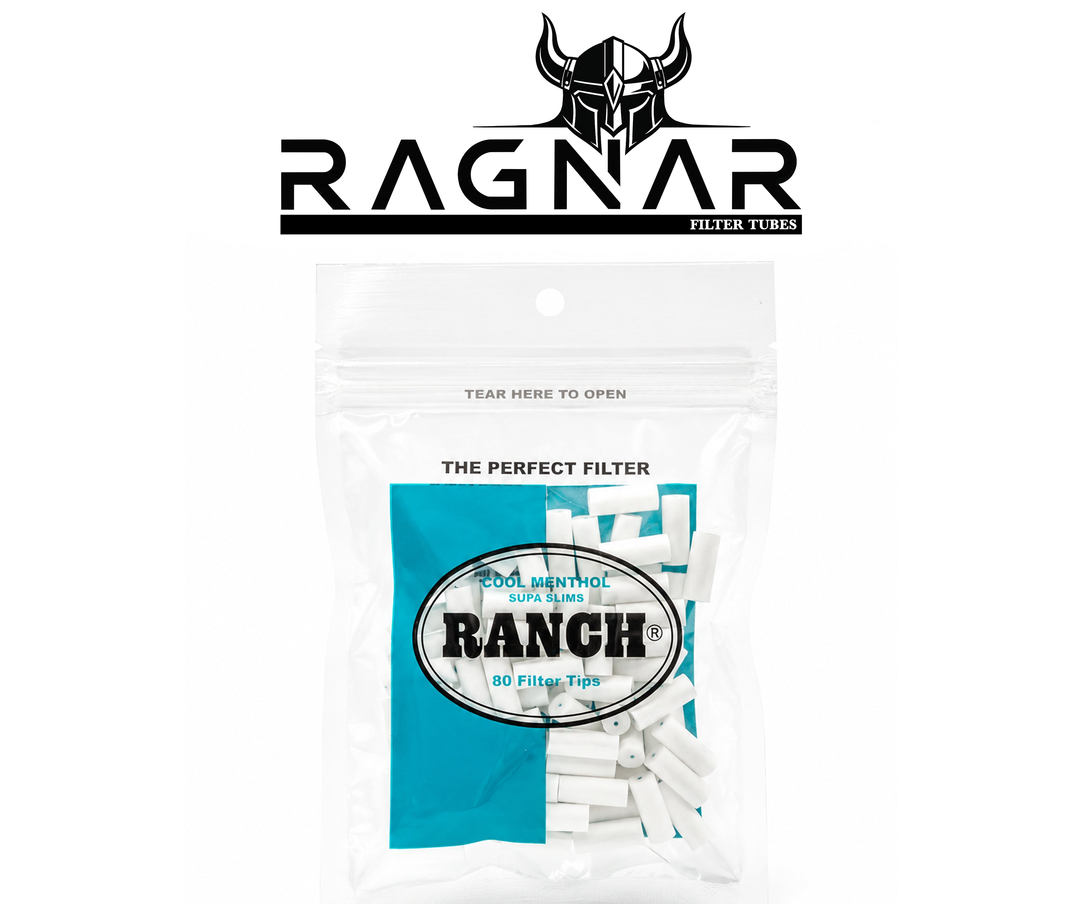 Ranch Bag of Cool Menthol Supa Slims Filter Tips. 80 Filter Tips