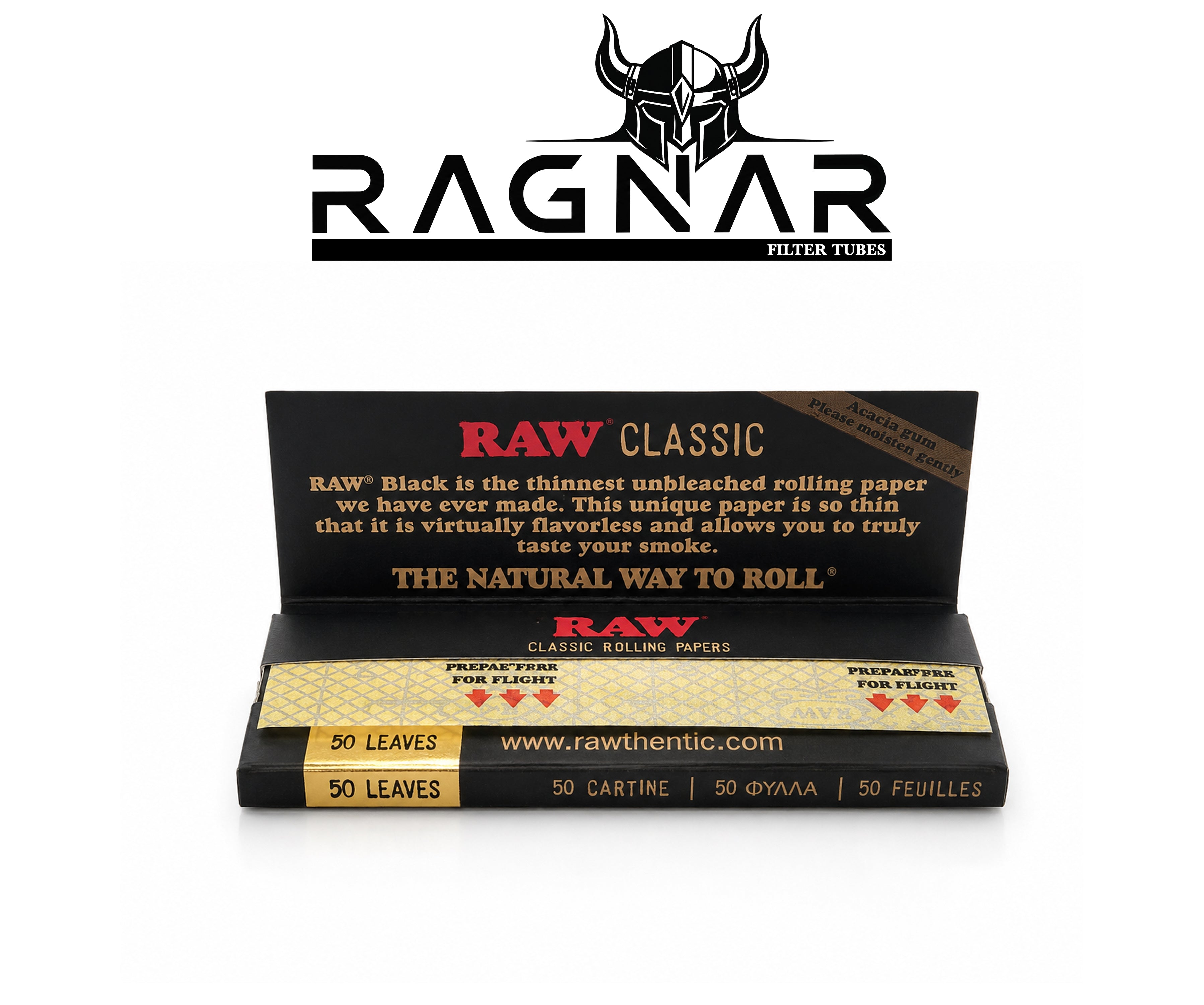 RAW Classic Rolling Paper 1-1/4 Size Black Per Booklet