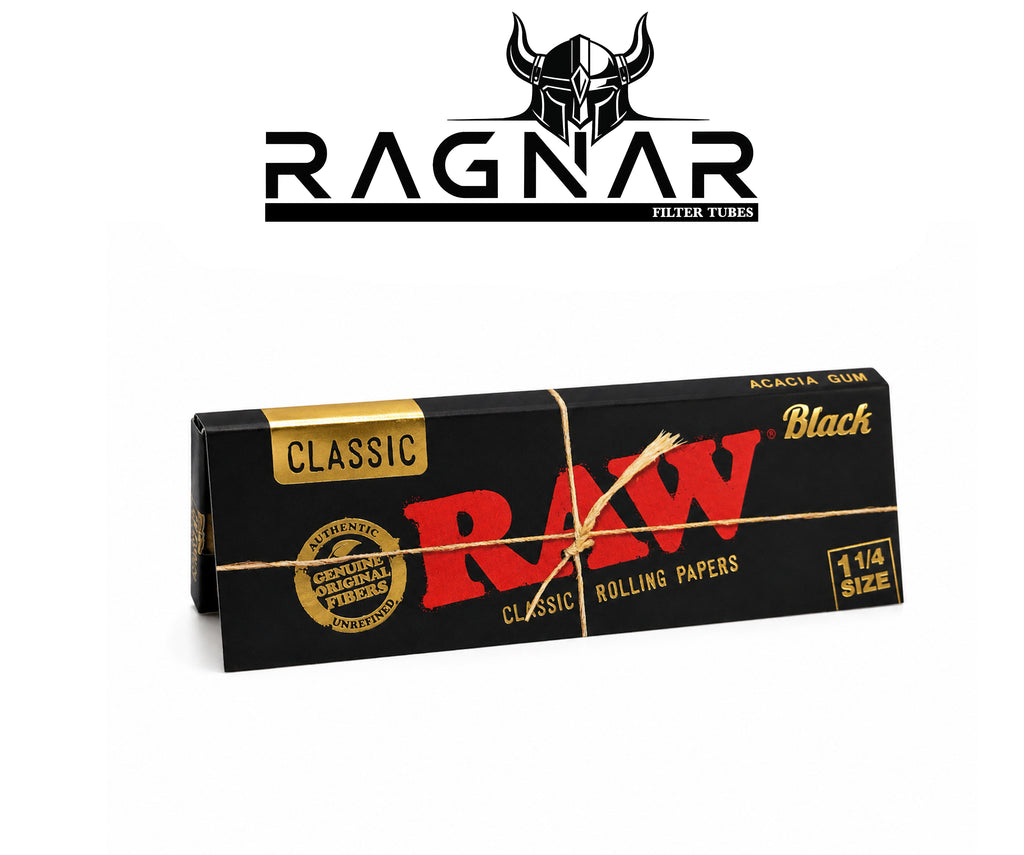 RAW Classic Rolling Paper 1-1/4 Size Black Per Booklet