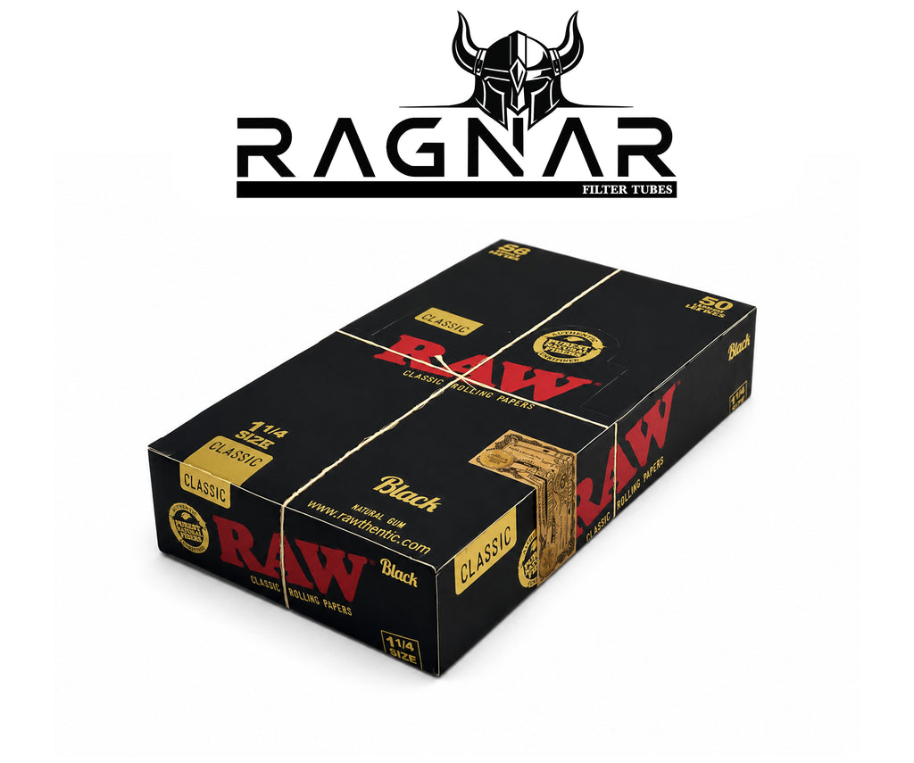 RAW Classic Rolling Paper 1-1/4 Size Black Per Booklet
