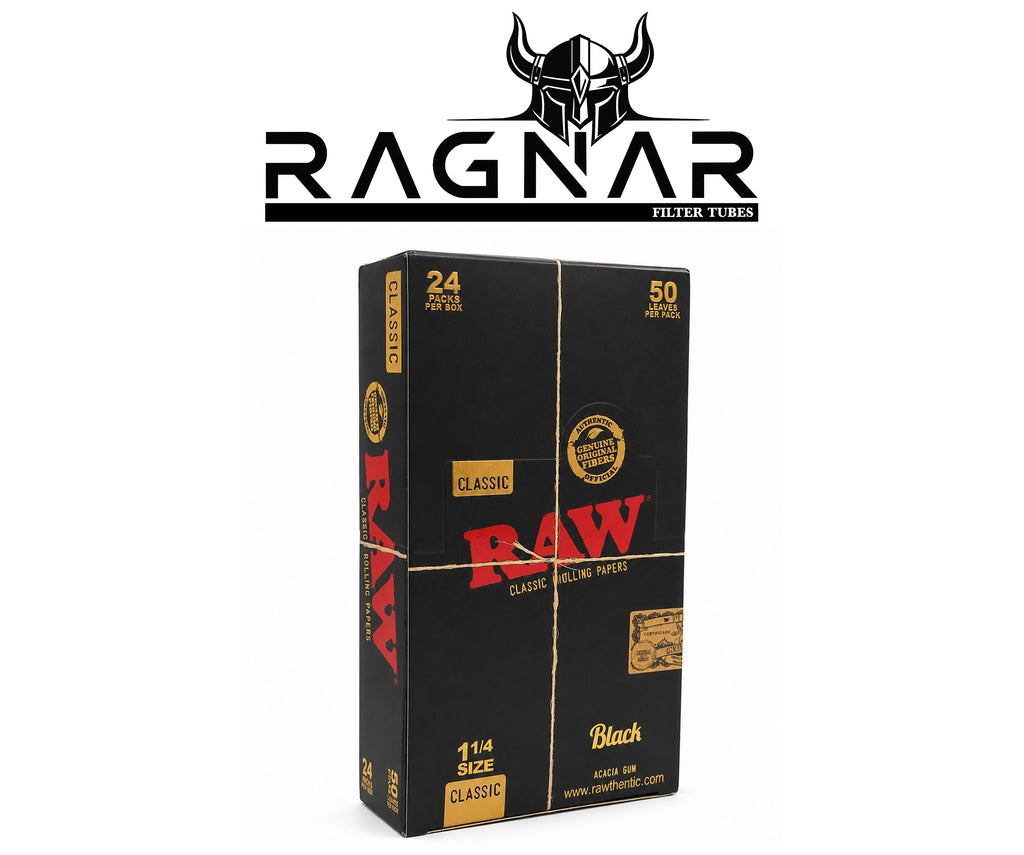 RAW Classic Rolling Paper 1-1/4 Size Black Per Booklet
