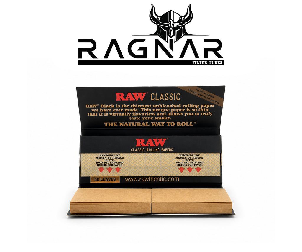 RAW Classic rolling paper Black 1-1/4 +Tips Per Booklet