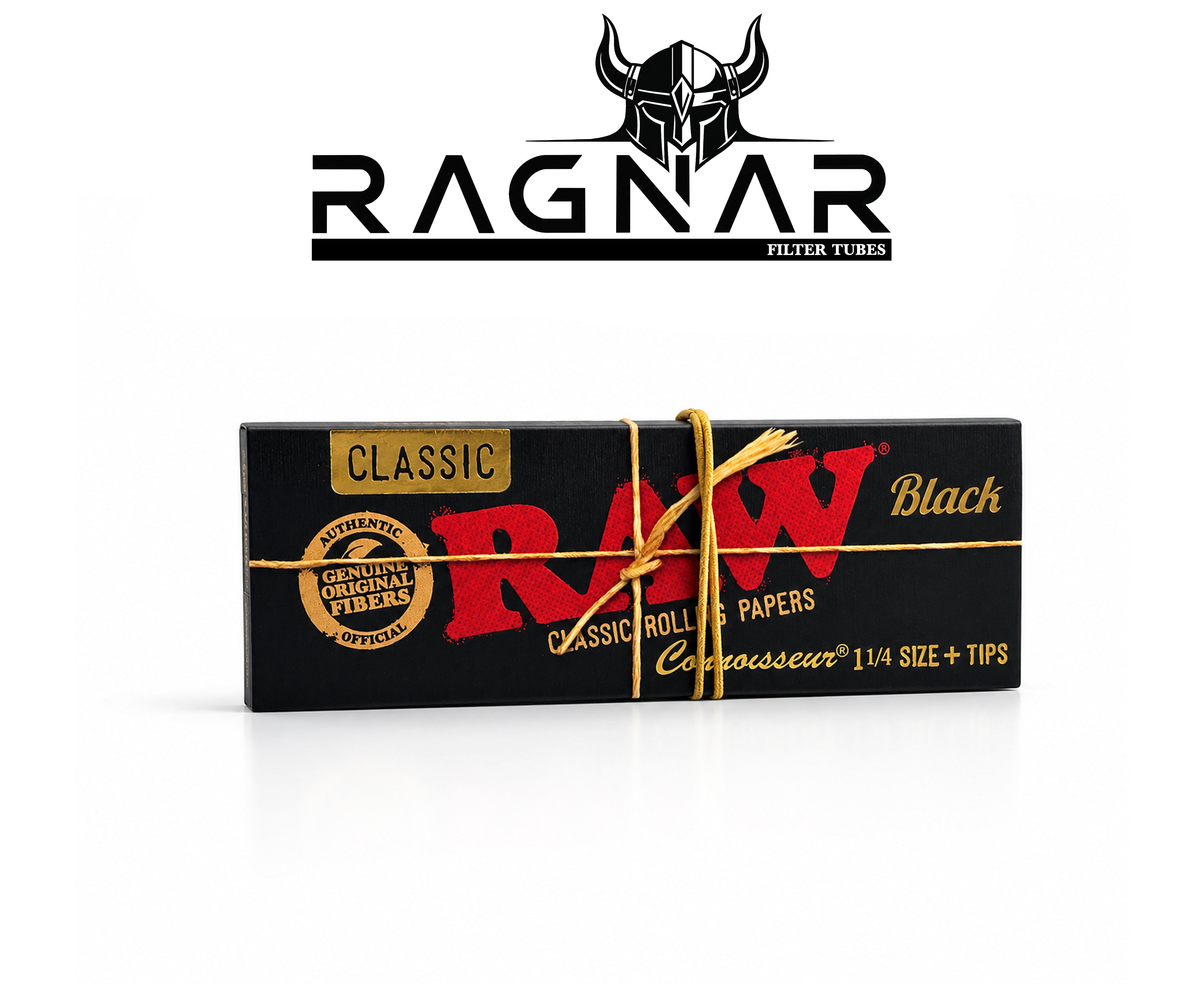 RAW Classic rolling paper Black 1-1/4 +Tips Per Booklet