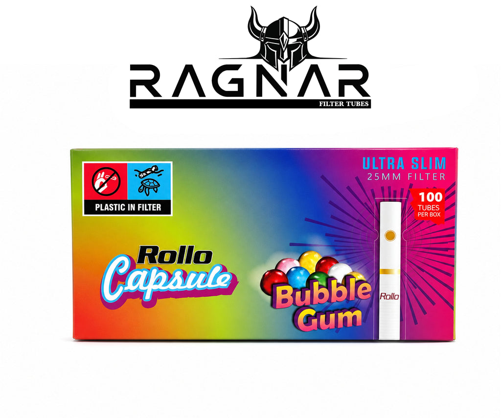 Ultra Slim Bubble Gum Pop Capsule 25mm Filter Tubes. 100 x Ultra Slim Tubes