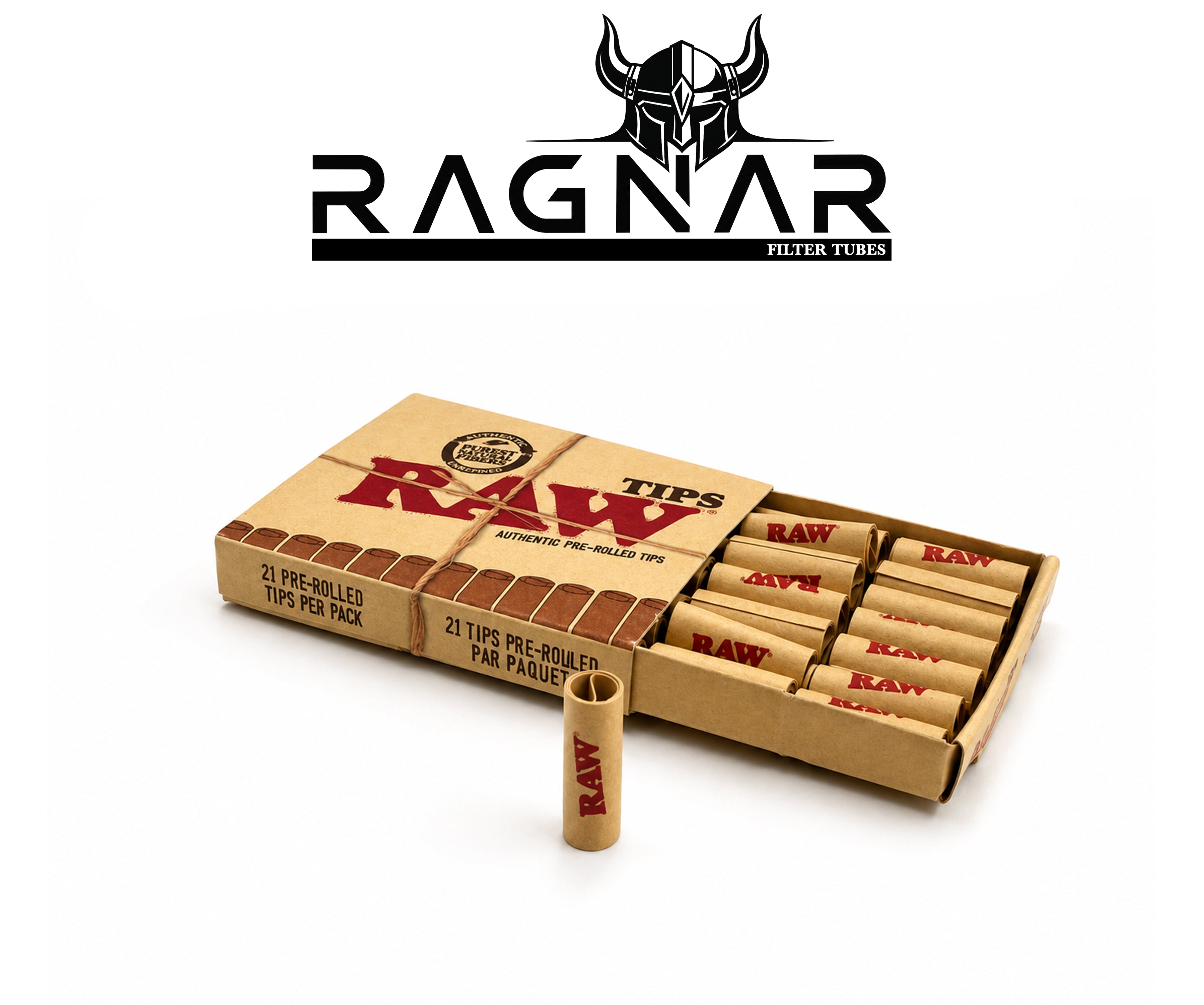 RAW Authentic Pre-Rolled Tips , 21 Tips Per Pack