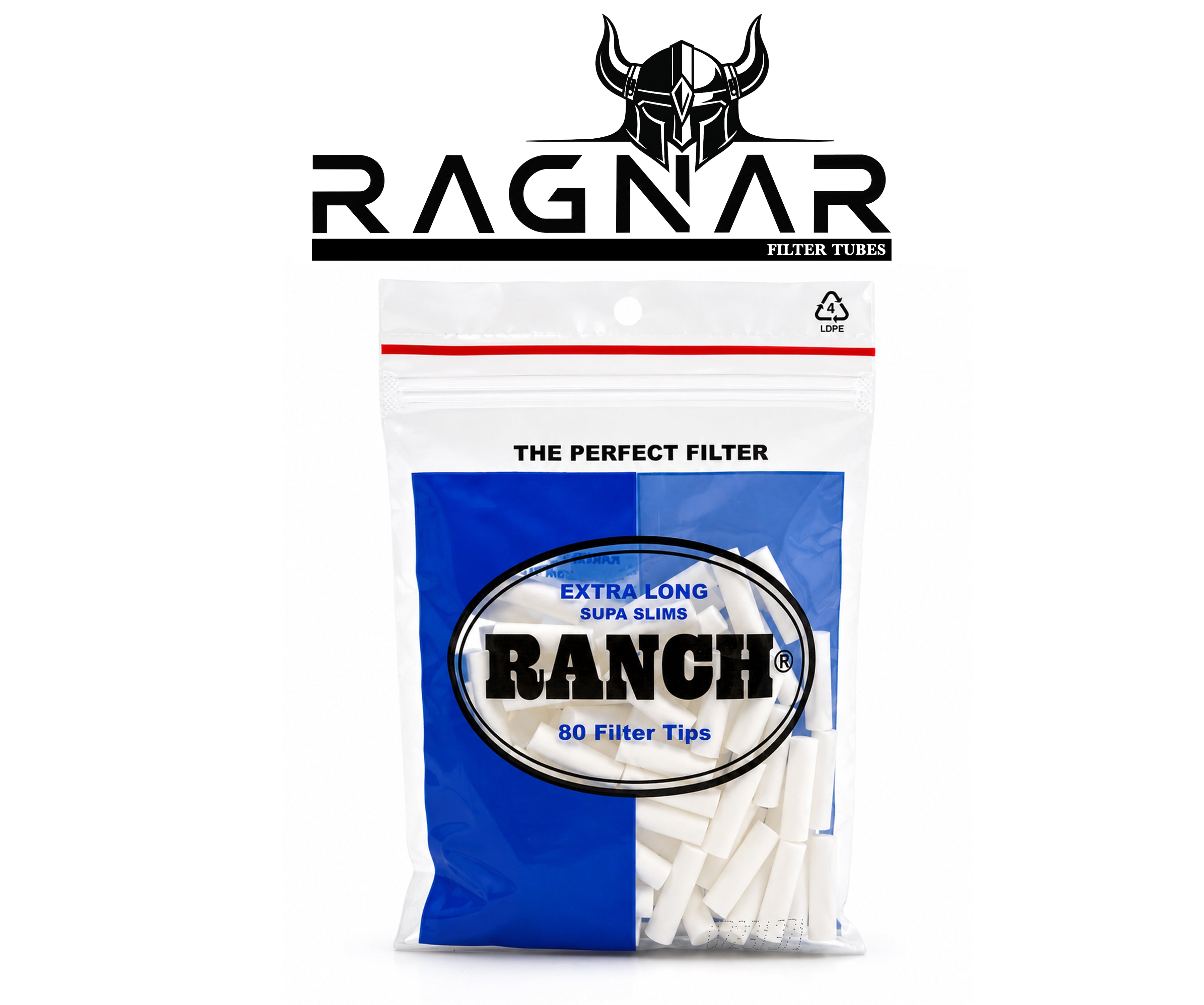 Ranch Bag of Extra Long Supa Slims Filter Tips. 80 Filter Tips