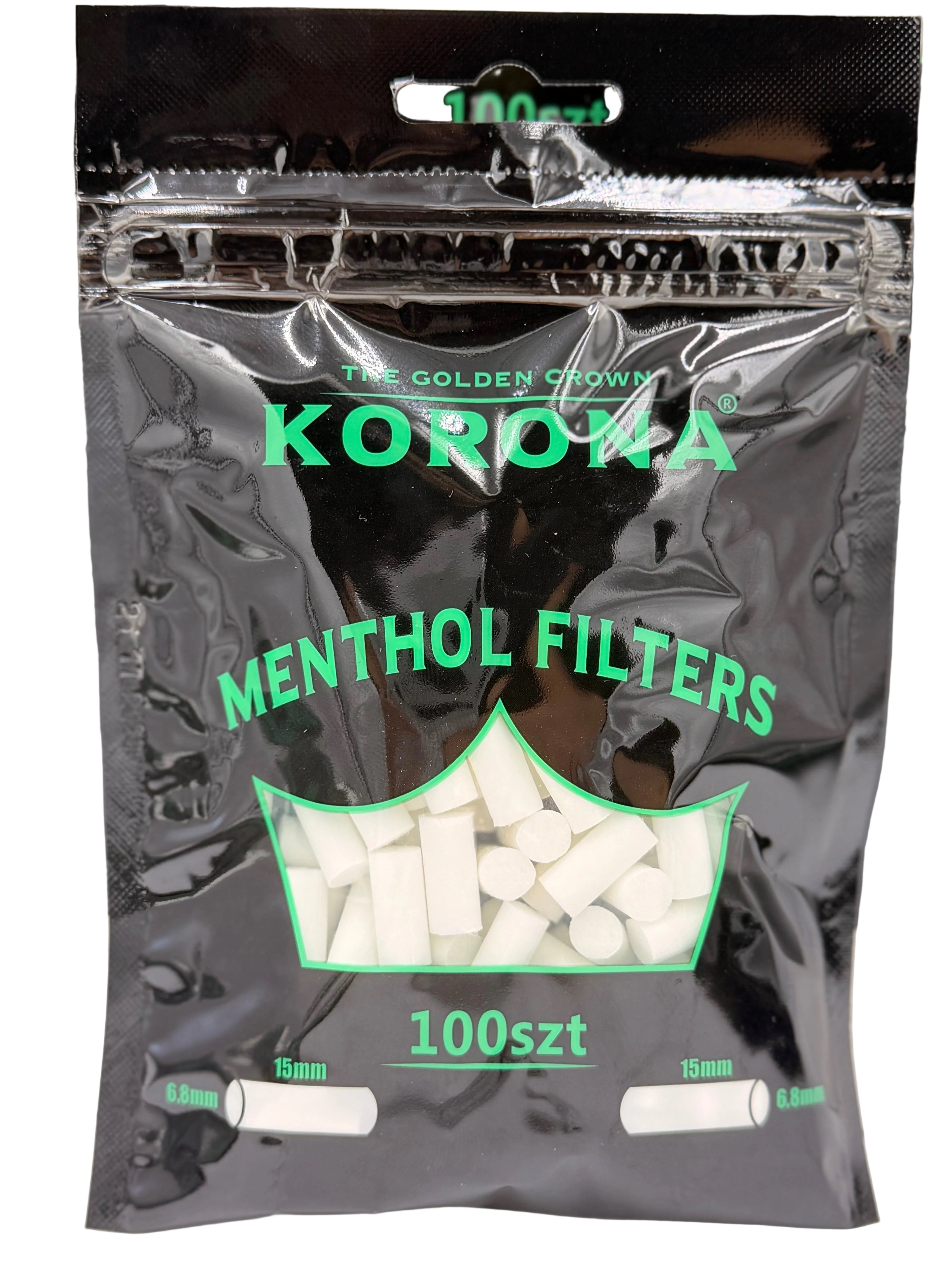 Korona Menthol Cigarette Filter Tips. Each Bag Has 100 Filter Tips