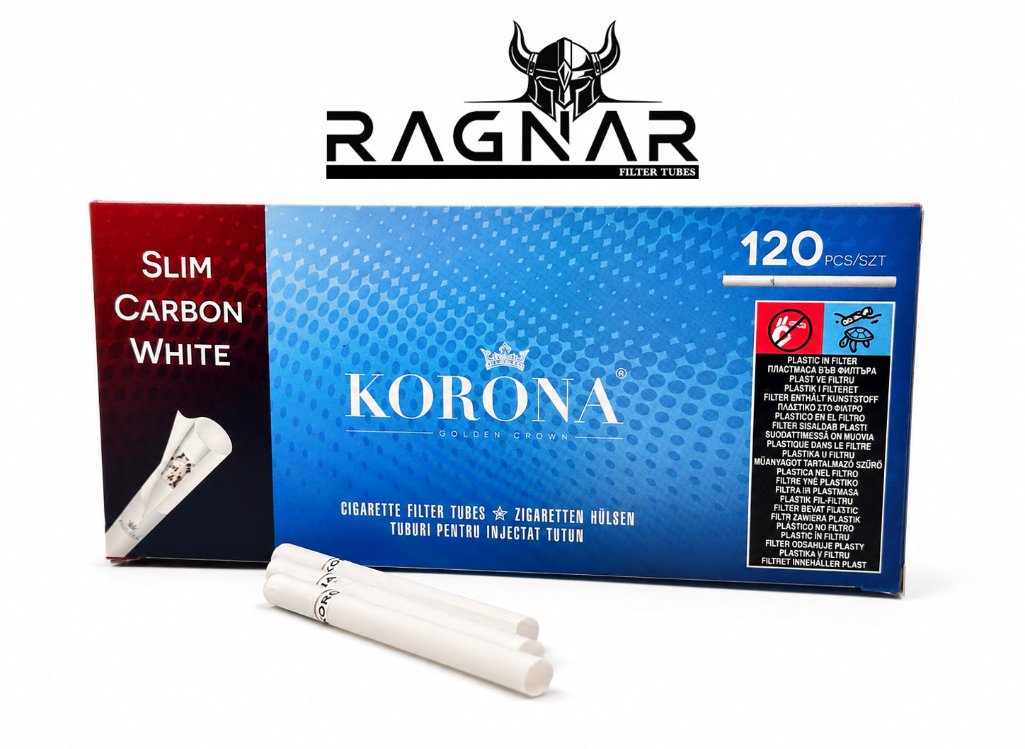 Korona Slim 6.5mm Filter Tubes. 120 x Carbon Filter Slim Tubes
