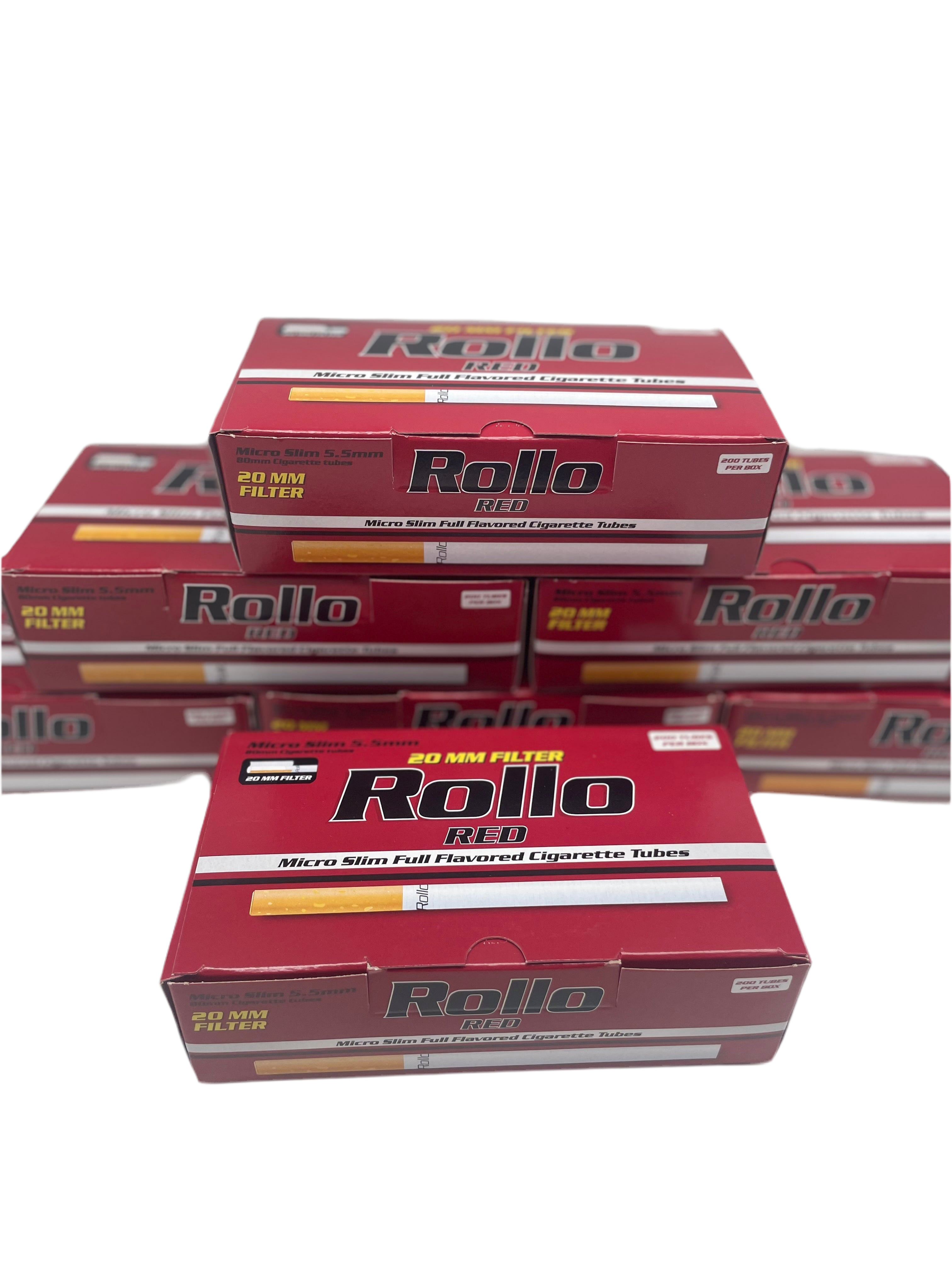 200 X Rollo 5.5mm Micro Slim Red 20mm Empty Filter Tubes. One Pack