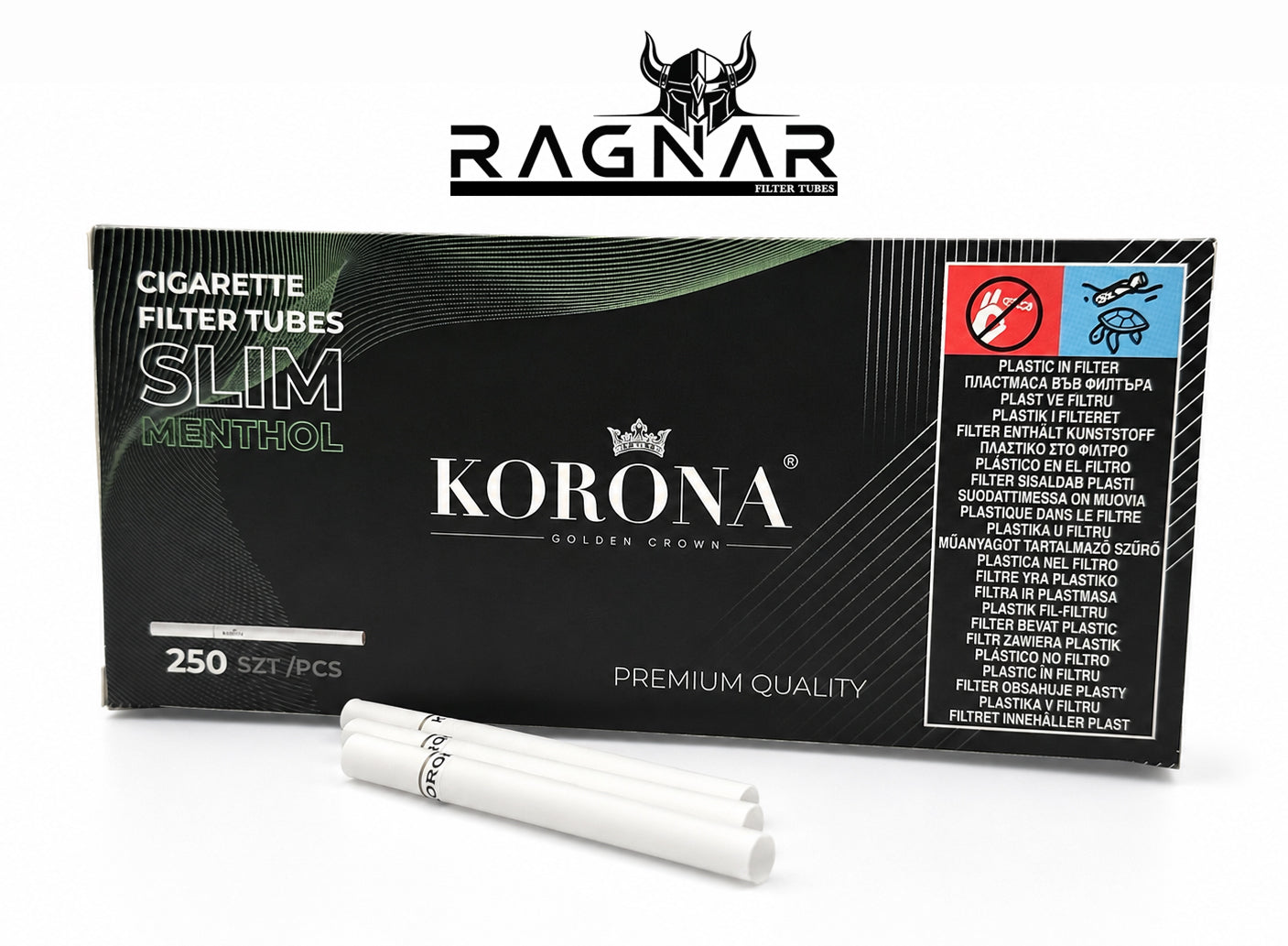 Korona Menthol Slim 6.5mm Filter Tubes. 250 x Slim Tubes