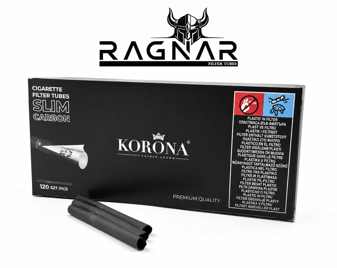 Korona Charcoal Slim 6.5mm Filter Tubes. 120 x Carbon Filter Slim Tubes