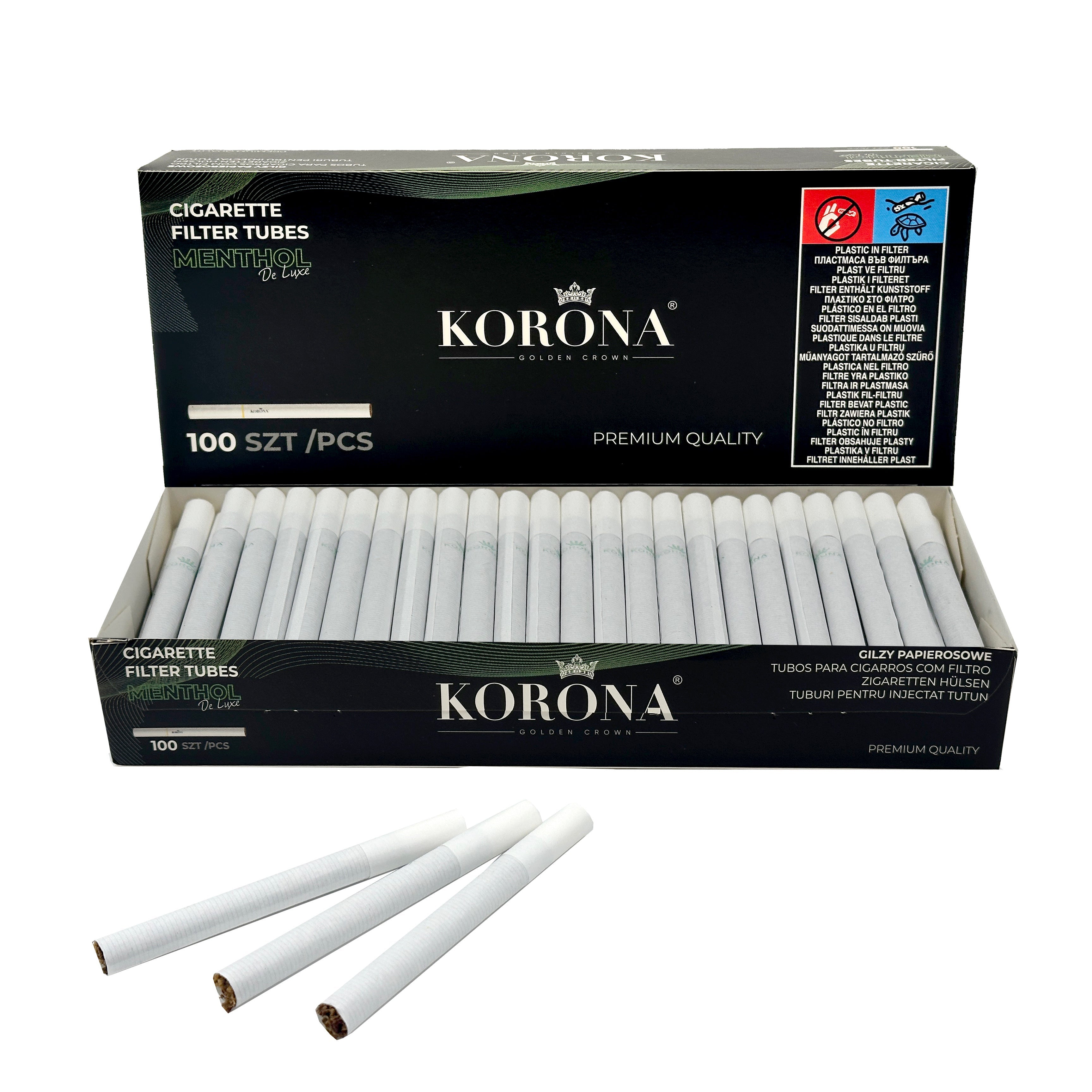 Menthol Filled Korona King Size. 100 Filled Menthol Korona