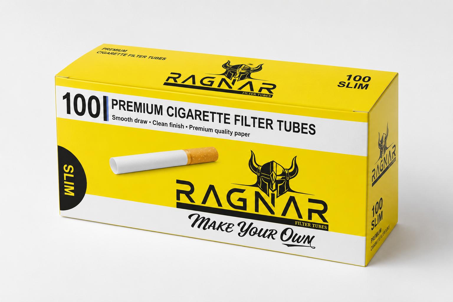 Ragnar Premium Slim Carbon White Filter Tubes (100 per pack)